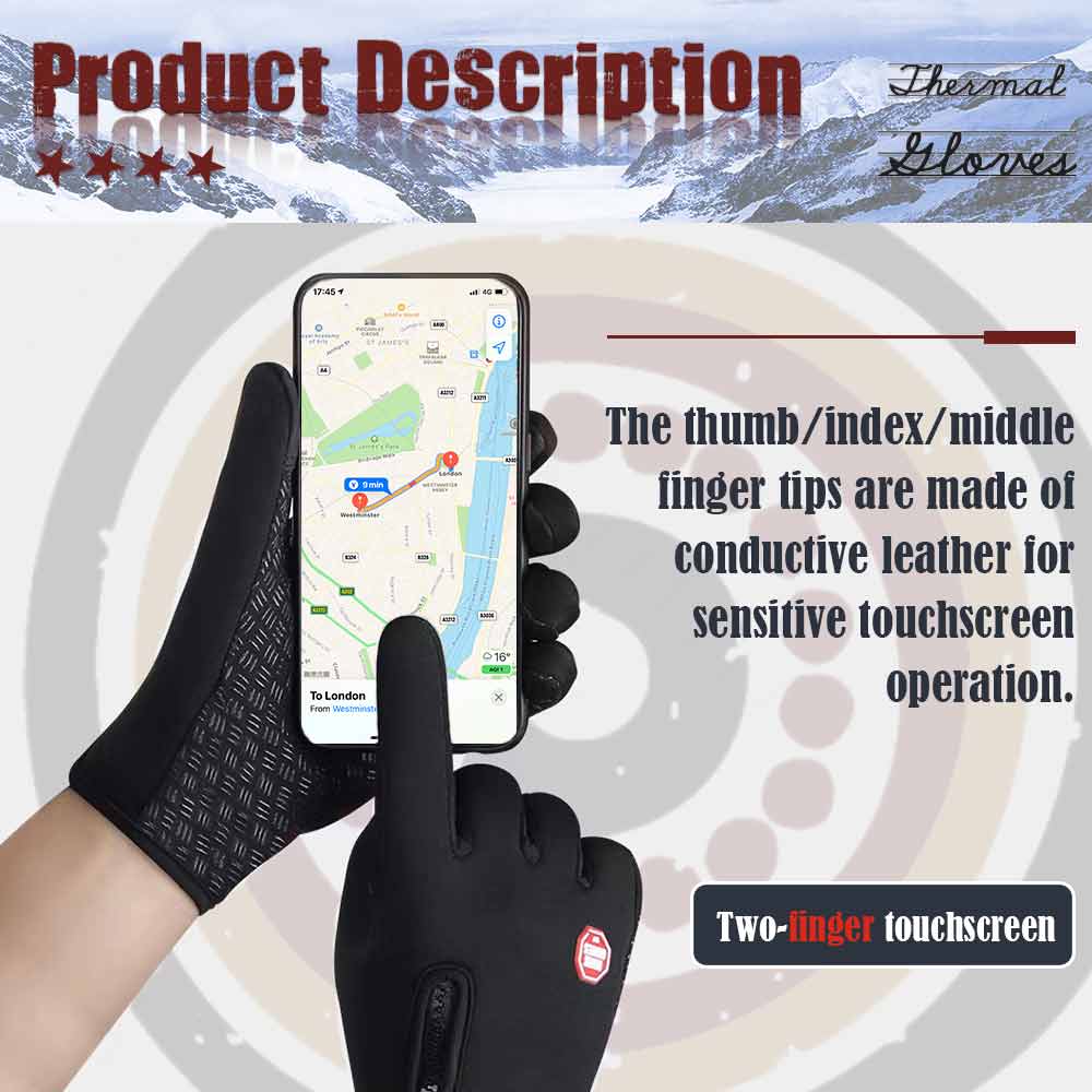 Windproof Touch Screen Ski Gloves Winter Warm Thermal Outdoor Sports Waterproof