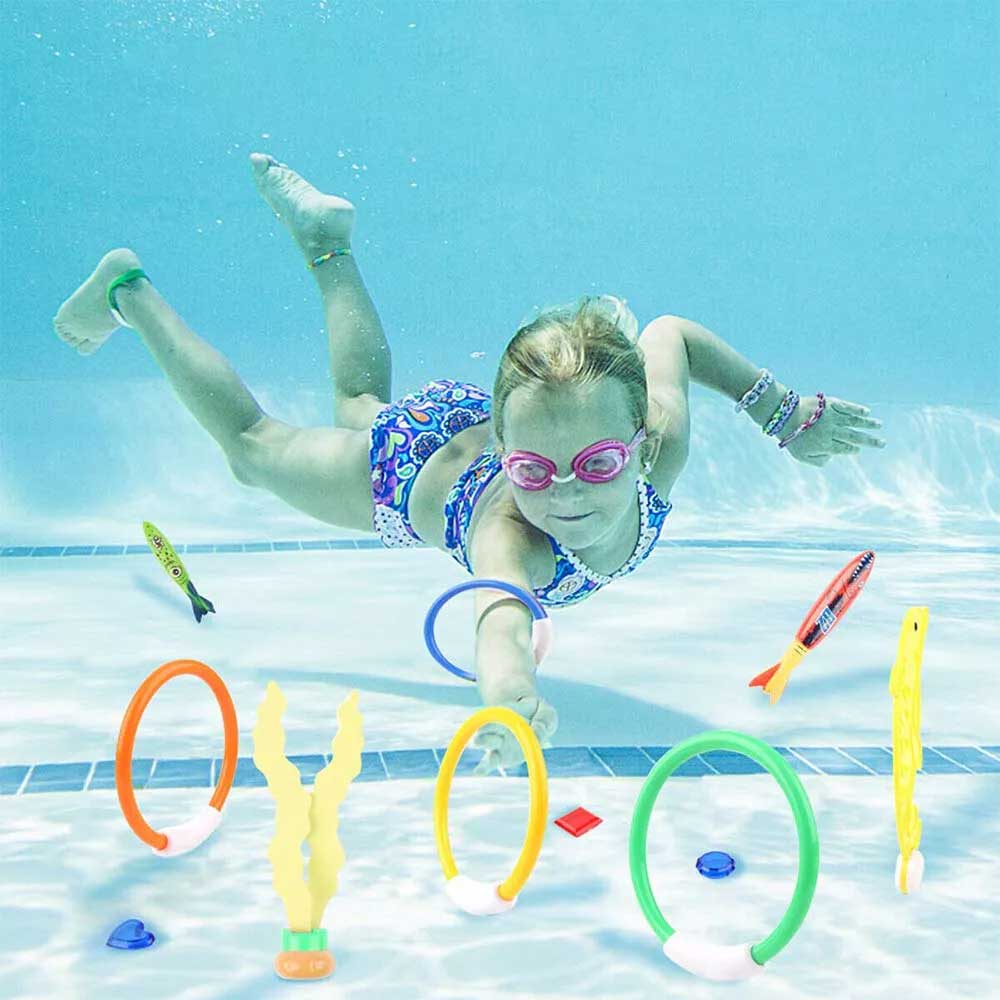19pcs Kids Underwater Dive Toys Set - Swimming Pool Rings & Seaweed Game for Children, Party Favors