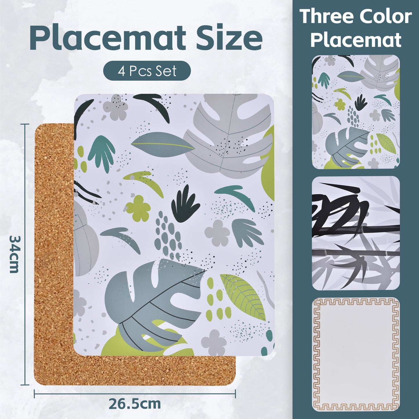 Clevinger 8 pcs MDF Placemats and Coasters Monstera