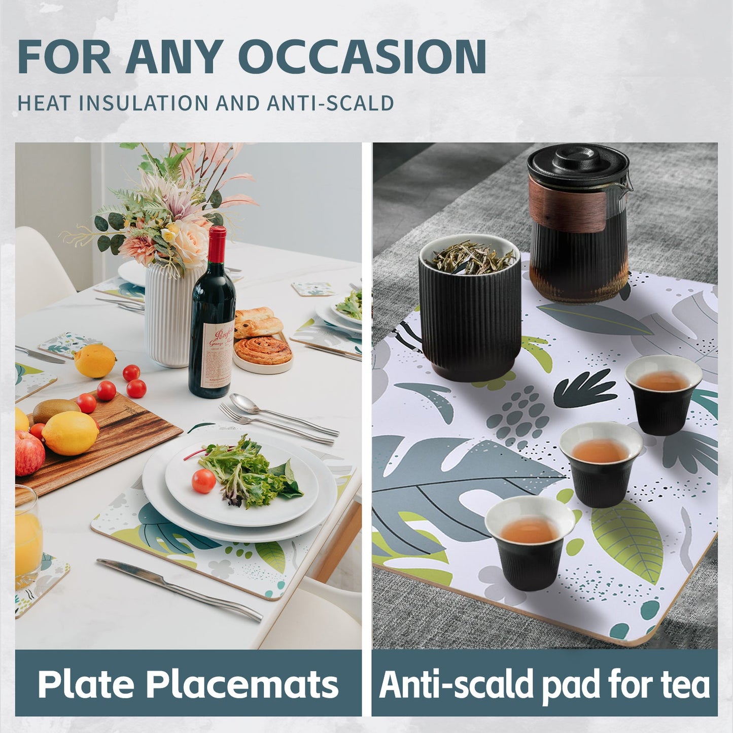 Clevinger 8 pcs MDF Placemats and Coasters Monstera