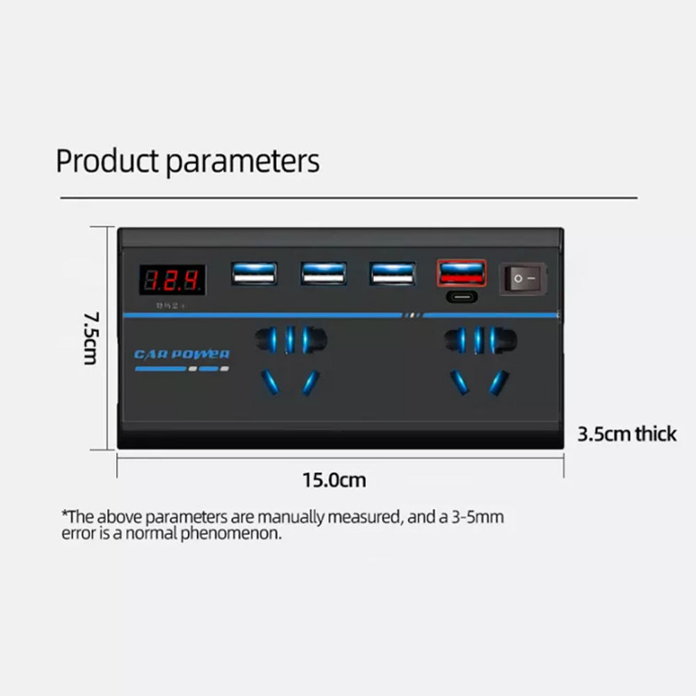12V to 240V AC Converter 200W Car Power Inverter W/ 4USB Phone Charger Vehicle