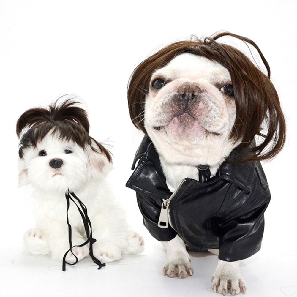 Pet Wig Funny Cat Dog Wig Adjustable Pet Headdresses Pet Cosplay Props