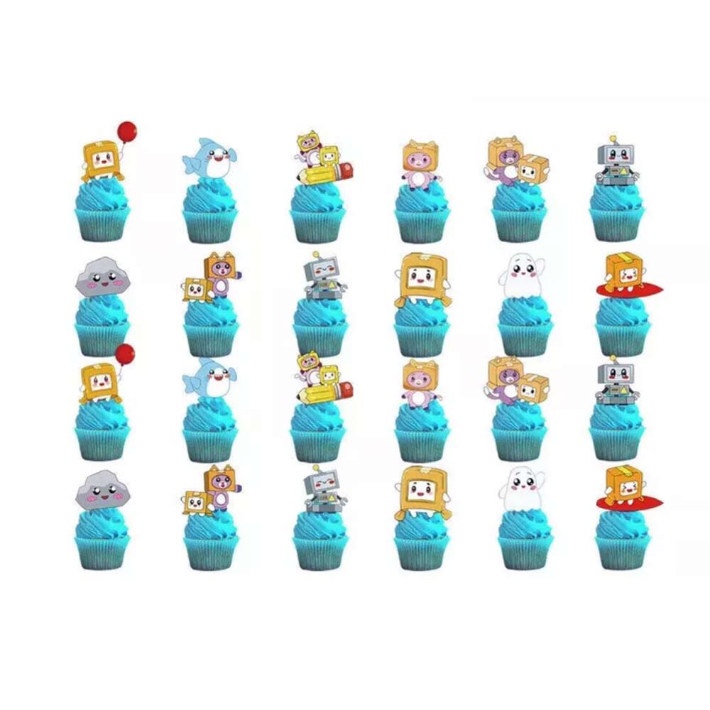 LankyBox Cartoon Kids Birthday Party Decor Balloons Banner Cake Toppers Set