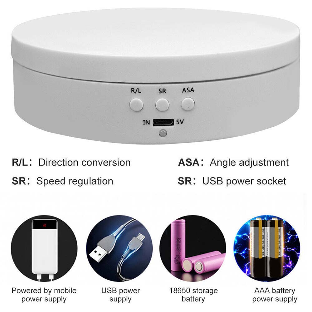 360°Rotating Electric Turntable Display Stand Jewelry Photography Show Holder