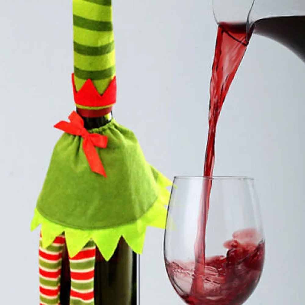 4PCS Christmas Bottle Toppers – Santa Hat Wine Covers for Holiday Table Decor