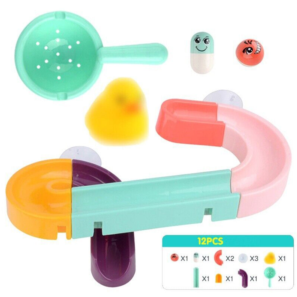Baby Bath Toys DIY Race Run Assembling Track Bathroom Kids Stacking Cups Toy