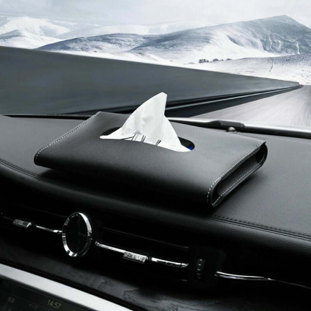 Car Interior Sun Visor Tissue Box Paper Towel Case Strap Napkin Holder
