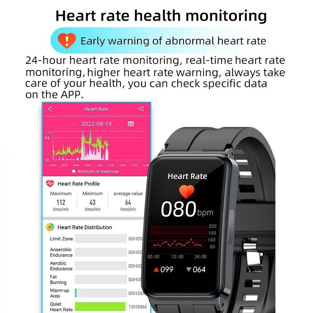 Blood Glucose Sugar Smart Watch Body Temperature ECG HRV Monitor Waterproof