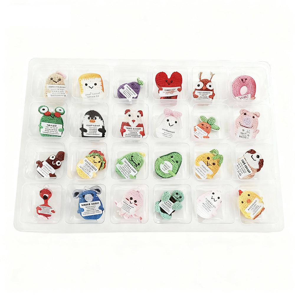 2025 Positive Crochet Advent Calendar 24 Days of 2D Crochet Animal Ornaments Inspirational Christmas Countdown Gift