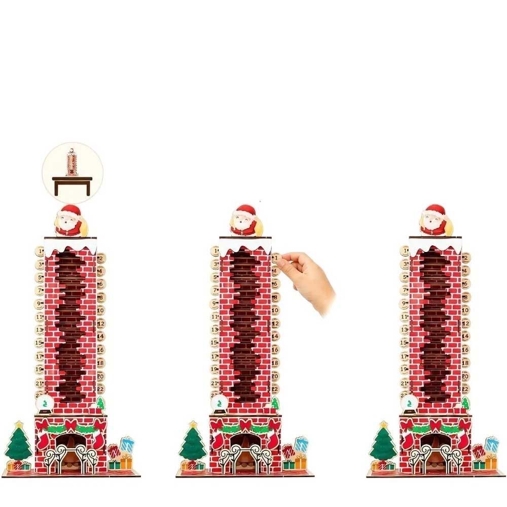 24-Day Santa Chimney Advent Calendar – Wooden Christmas Countdown Puzzle
