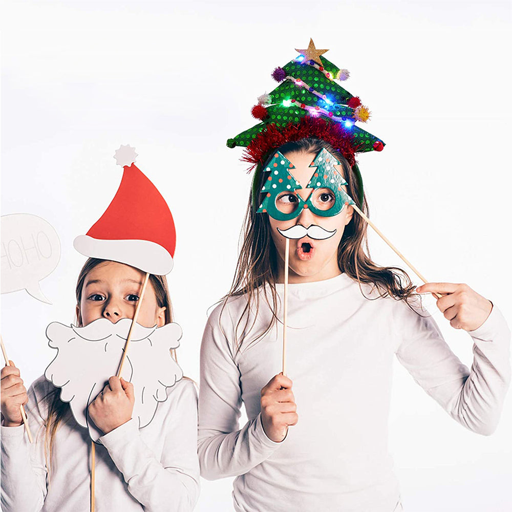 Christmas Headbands Xmas Tree Headwear Light Up Headdress Hair Accessories