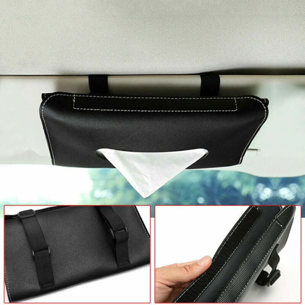 Car Interior Sun Visor Tissue Box Paper Towel Case Strap Napkin Holder