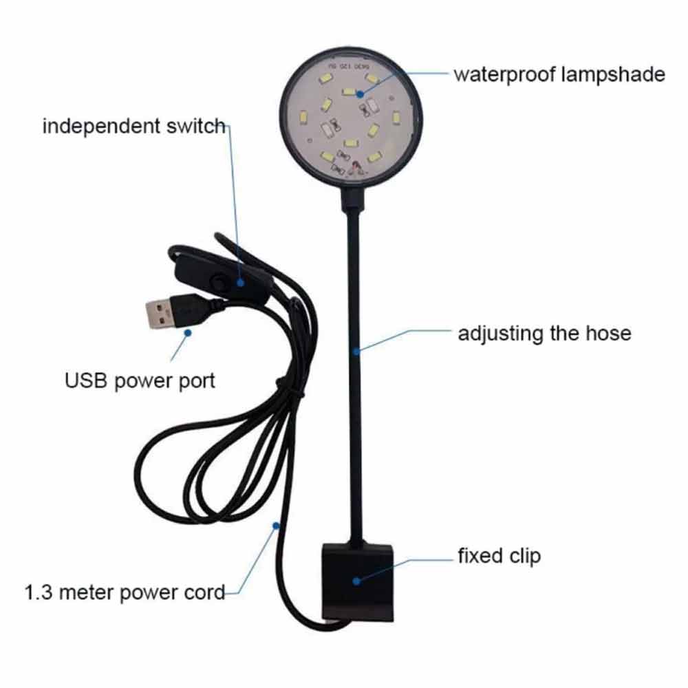 LED Aquarium Light 5w Fish Tank Plants Grow Light Clip-on Lamp For Fish Tank