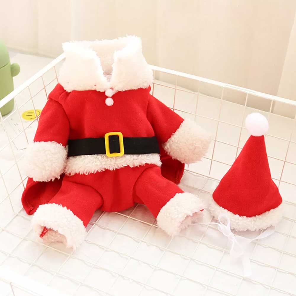 Christmas Santa Claus Pet Cat Dog Clothes Hat Costume Coat Decoration Xmas
