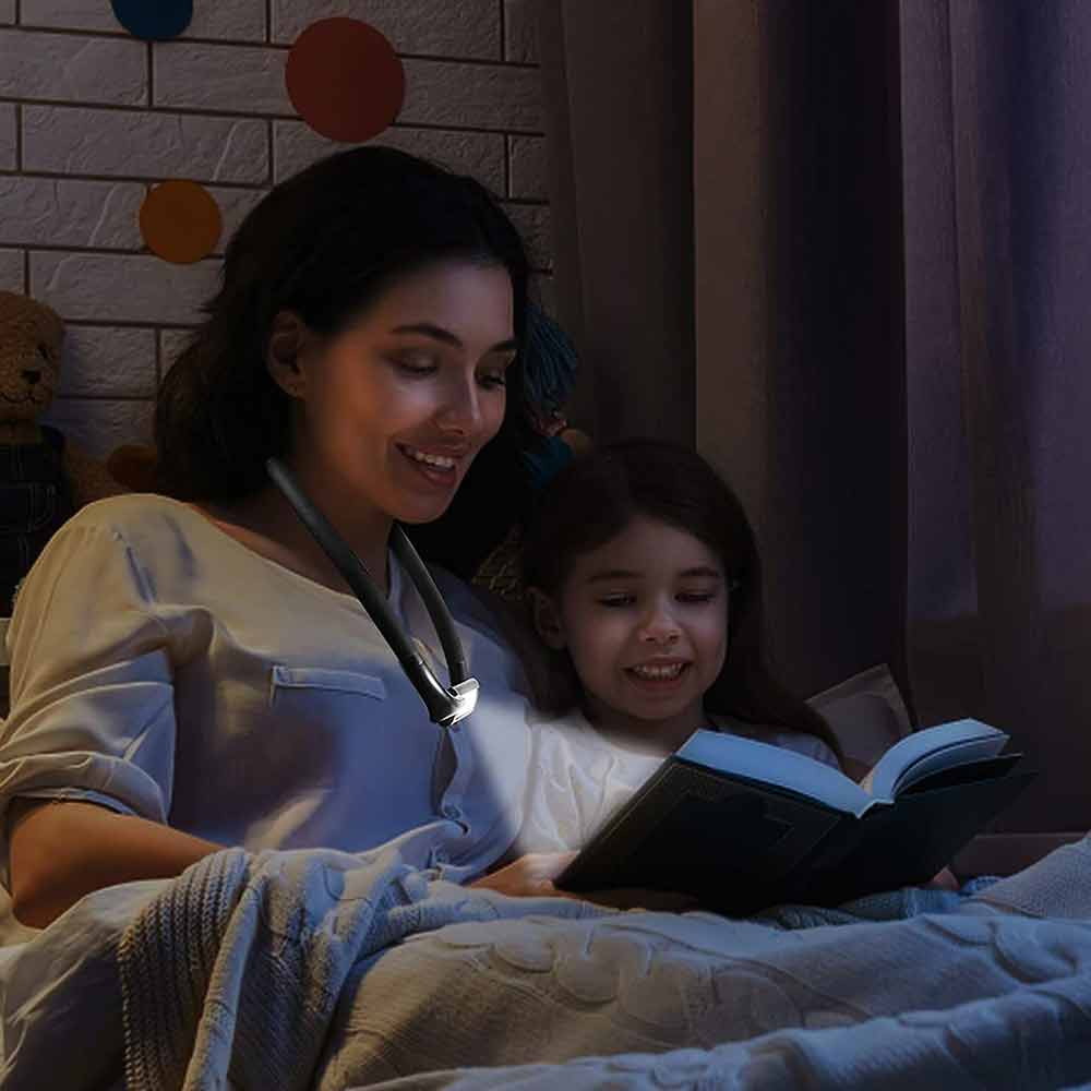 LED Neck Reading Light Flexible USB Rechargeable Book Bed Night Lamp Hands Free
