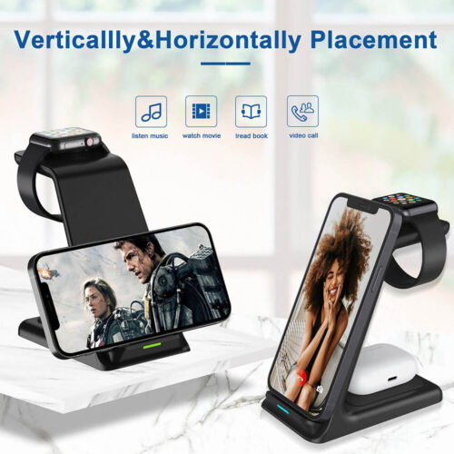 Wireless Charger Dock Station 3 in 1 For Apple Watch iPhone 13 12 11 XS air pods