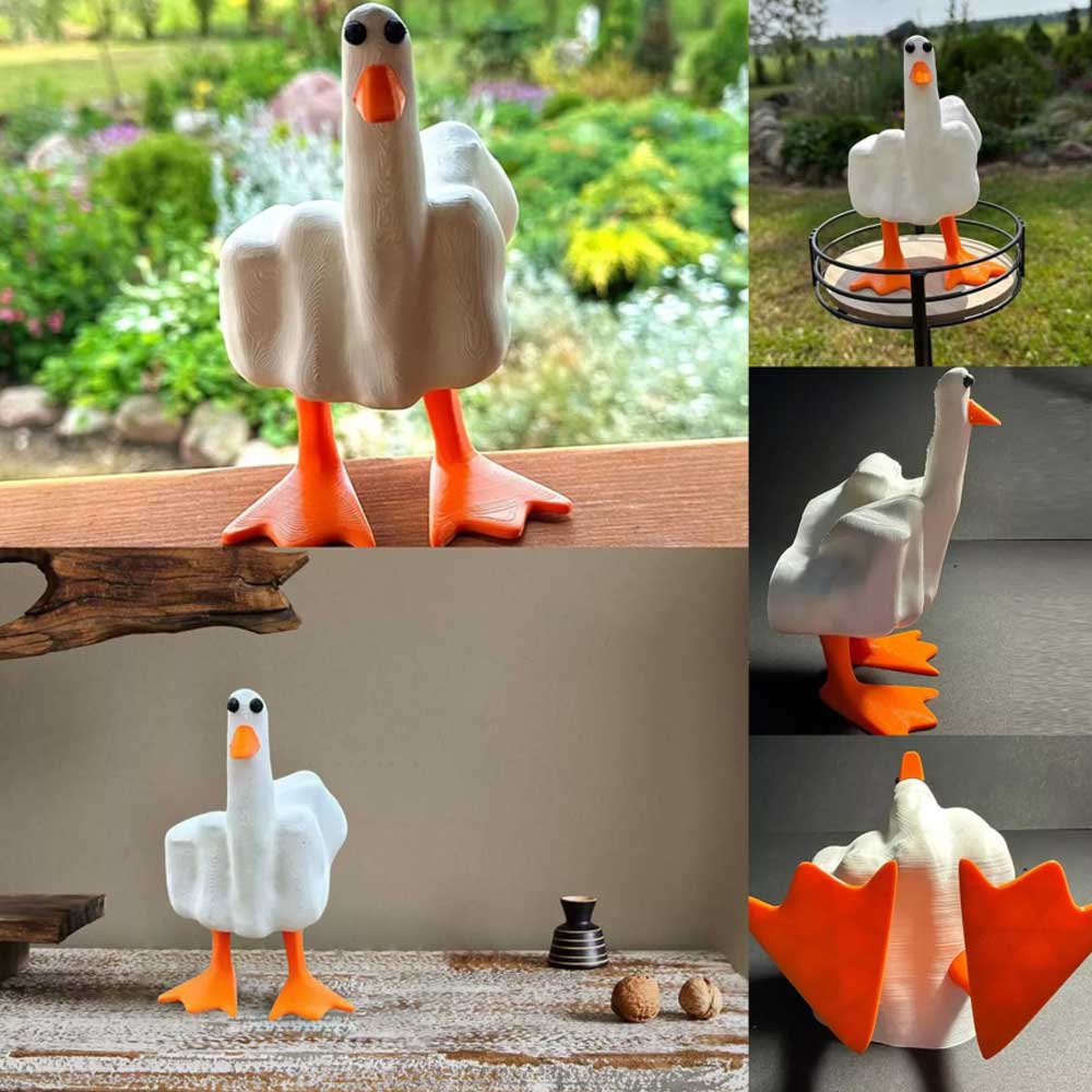 Cute Middle Finger Duck Craft 3D Funny Little Duck Resin Figurine Ornament Decor