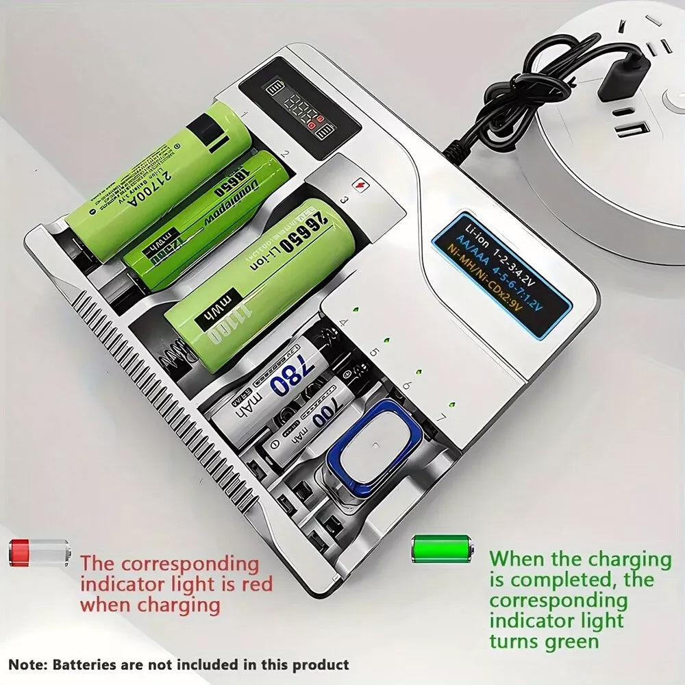 LCD Smart Battery Charger For AAA AA 9V Ni-MH Ni-CD Rechargeable Batteries