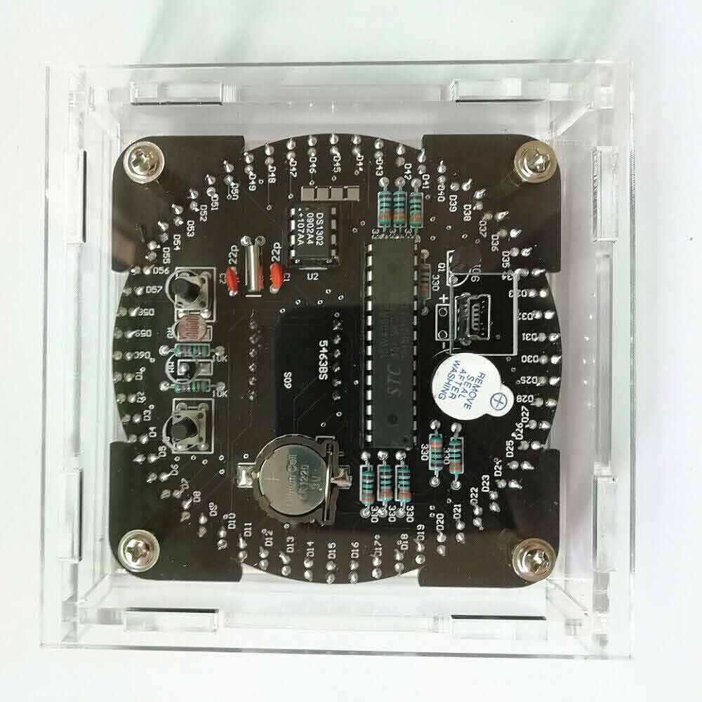 DIY Rotating Digital LED Electronic Digital Clock Temperature Display KIT + Case