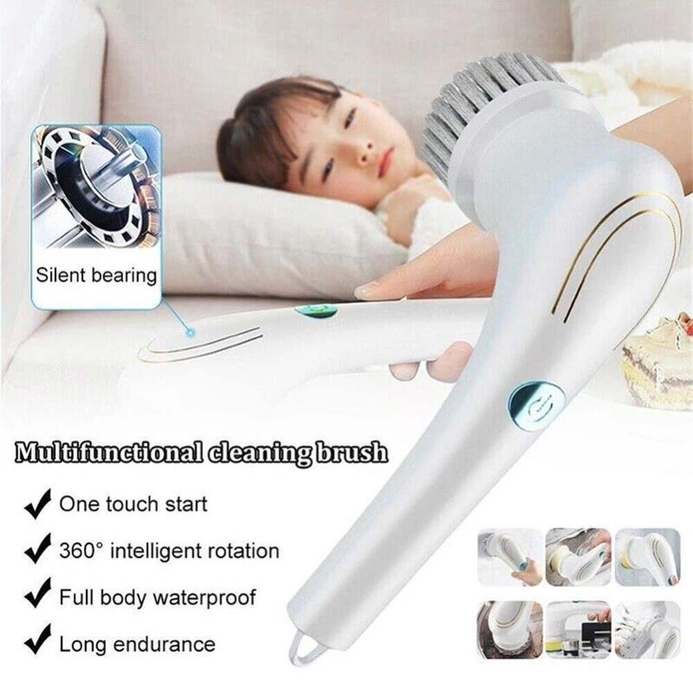 Electric Spin Scrubber Cordless Cleaning Brush Rotating Home Bathroom Clean USB