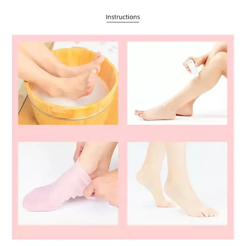 2Pairs Silicone Foot Care Socks Moisturizing Gel Socks Elastic Cracked Skin Care