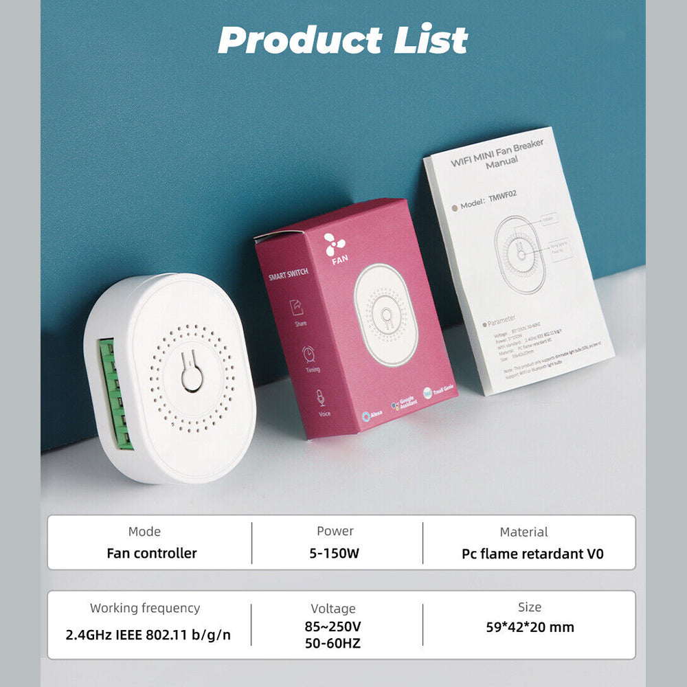 For Tuya Wireless WIFI Ceiling Fan Switch On-off Controller Smart APP Control
