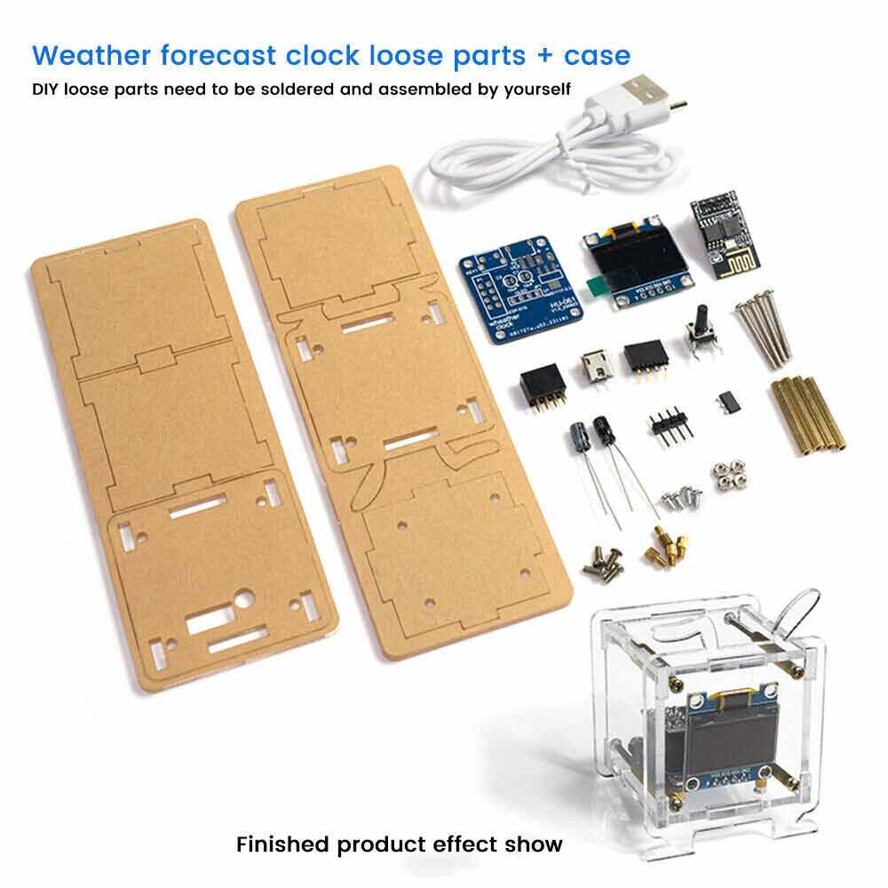 ESP8266 DIY Electronic Kit OLED Display Mini Clock + Shell DIY Soldering Project