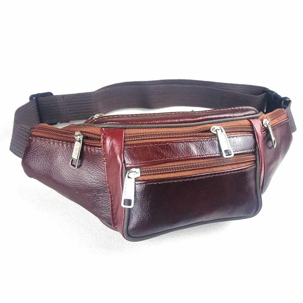 Money Pouch Sports Travel Waist Belt Wallet Bum Bag Leather Fanny Pack Unisex
