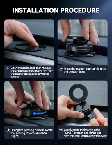 JOYROOM MagSafe Magnetic Car Mount - 360° Suction Cup Holder for iPhone & Android