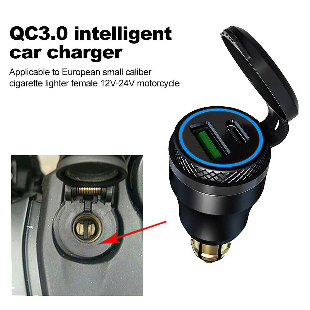 For BMW Ducati Triumph Motorcycle Dual USB Charger Hella DIN Type C Plug Sockets