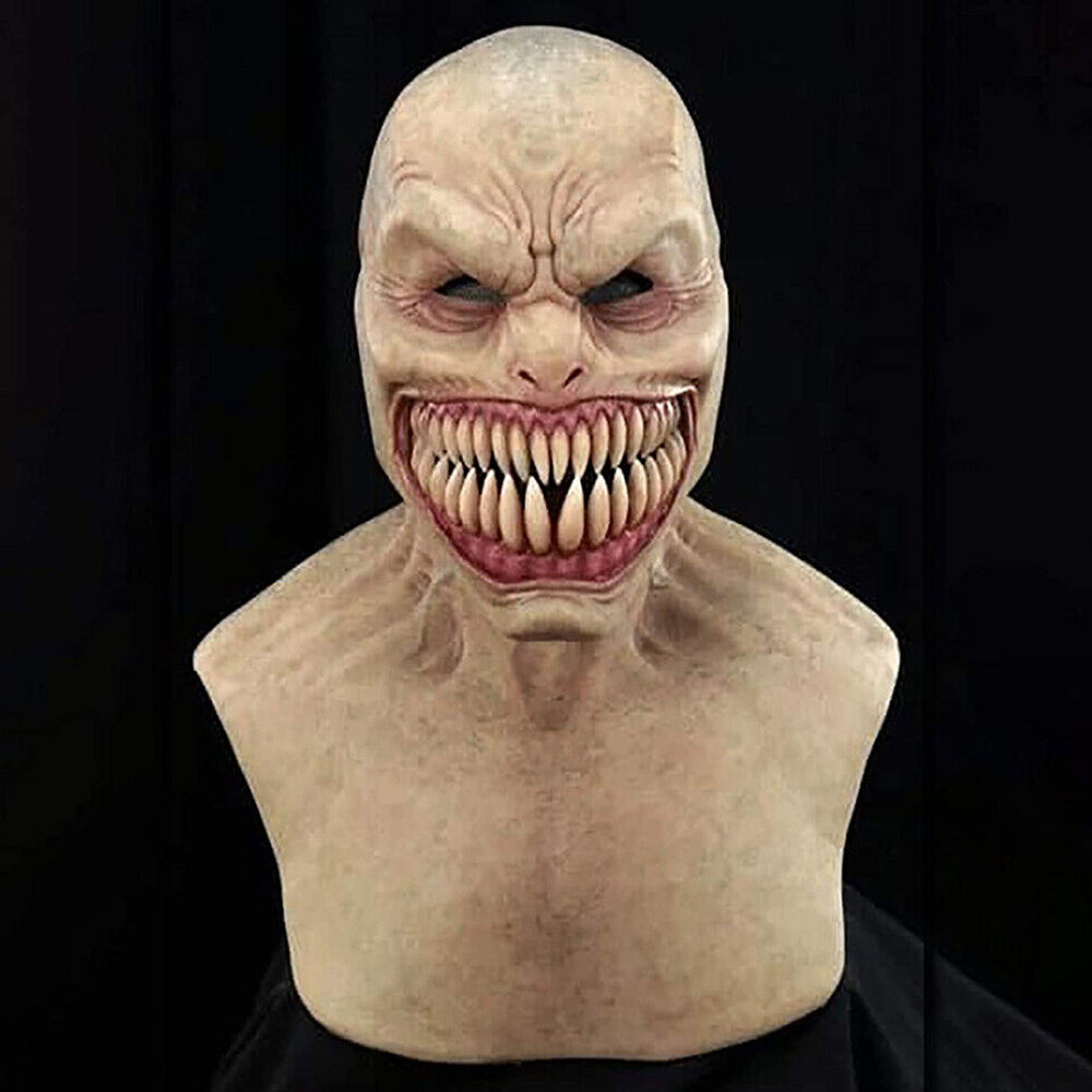 Long Creepy Clown Scary Realistic Facial Mask Horror Gruesome Party Cosplay Deco
