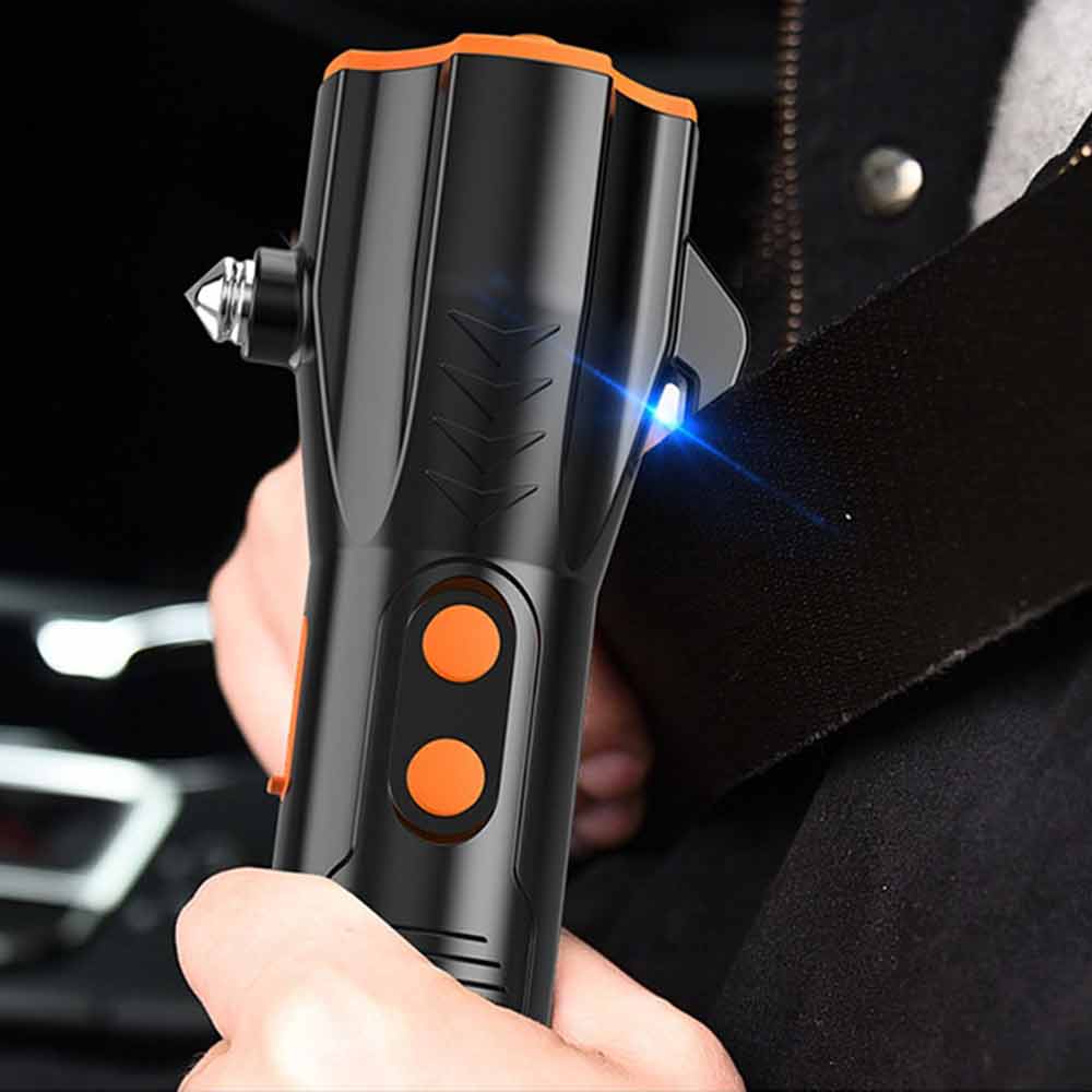 Emergency Torch Rechargeable Flashlight Black light With Magnet Safety Hammer