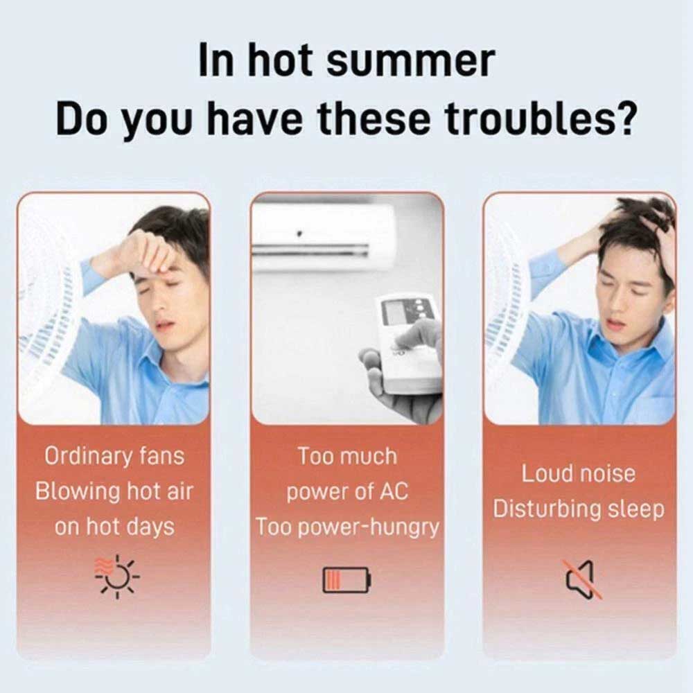 Portable Air 6 Speed Silent Timer Air Conditioner Cooler Leafless Electric Fan