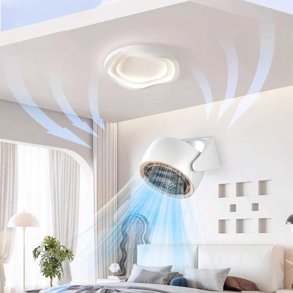 NEW FASHIONABLE RECHARGEABLE 360 DEGREE ROTATING FAN WITH DIGITAL DISPLAY