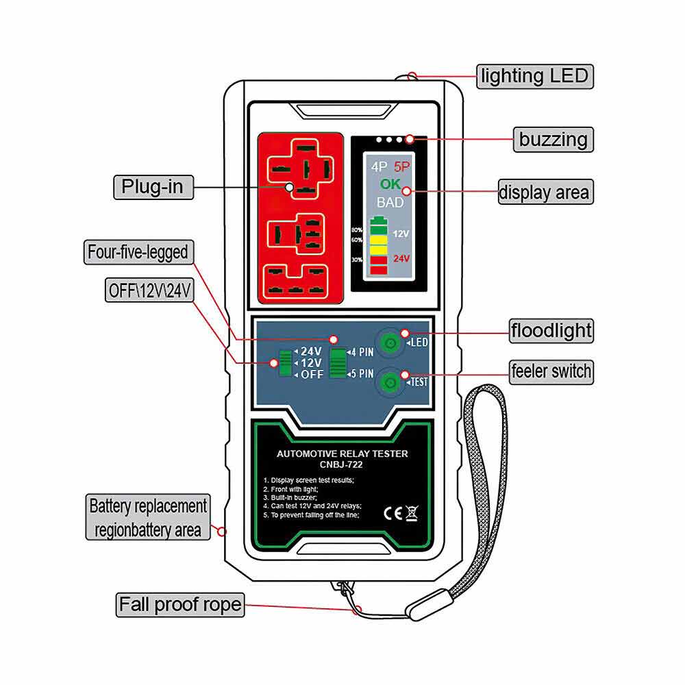 12V/24V LCD Automotive Electronic LIGHTING Relay Tester Car Checker