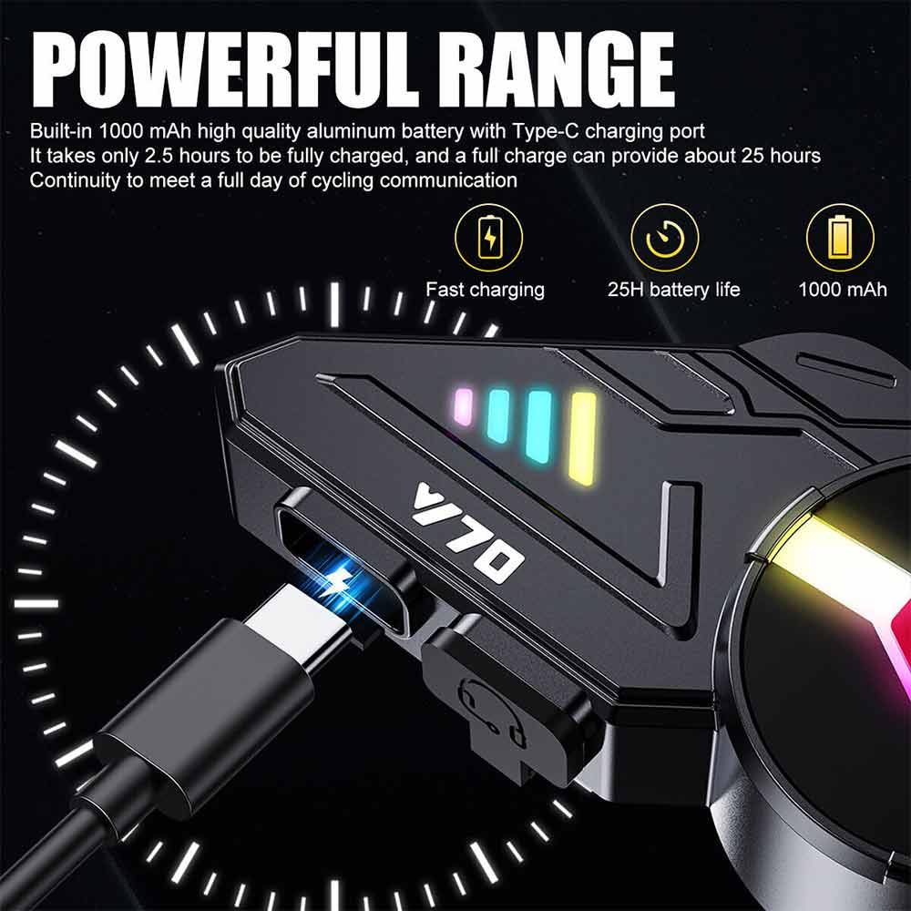 LED Bluetooth Motorcycle Helmet Headset Speaker Wireless Motorbike Headphone
