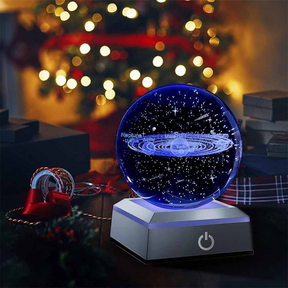 3D Crystal Ball Table Lamp 6CM Moon Planet Globe LED Night Light Home Decor Gift