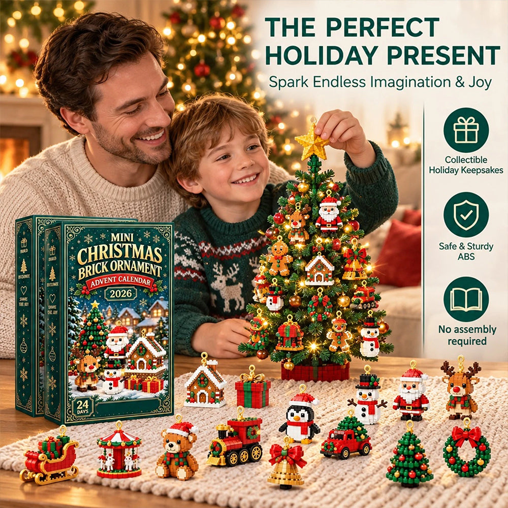 Christmas Brick Advent Calendar – 24 Mini Build Ornaments for Tree & Wreath