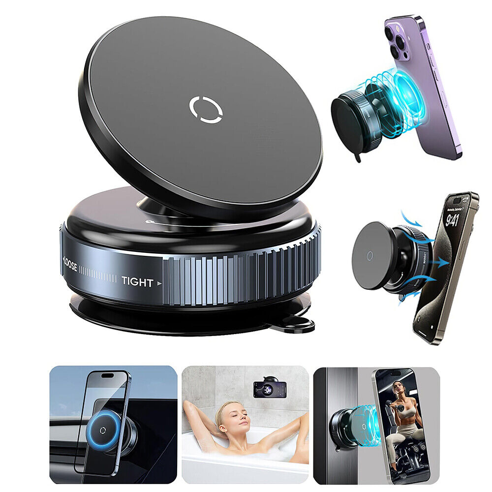 Electric Vacuum Magnetic Suction Cup 360° Rotation Car Phone Holder Stand Mount