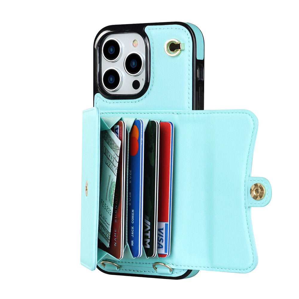 For iPhone 14 Pro Max Plus Case Leather Wallet Cover Card holders Coins Storage