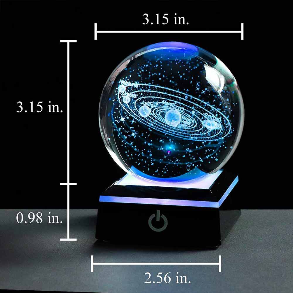 3D Crystal Ball Table Lamp 6CM Moon Planet Globe LED Night Light Home Decor Gift