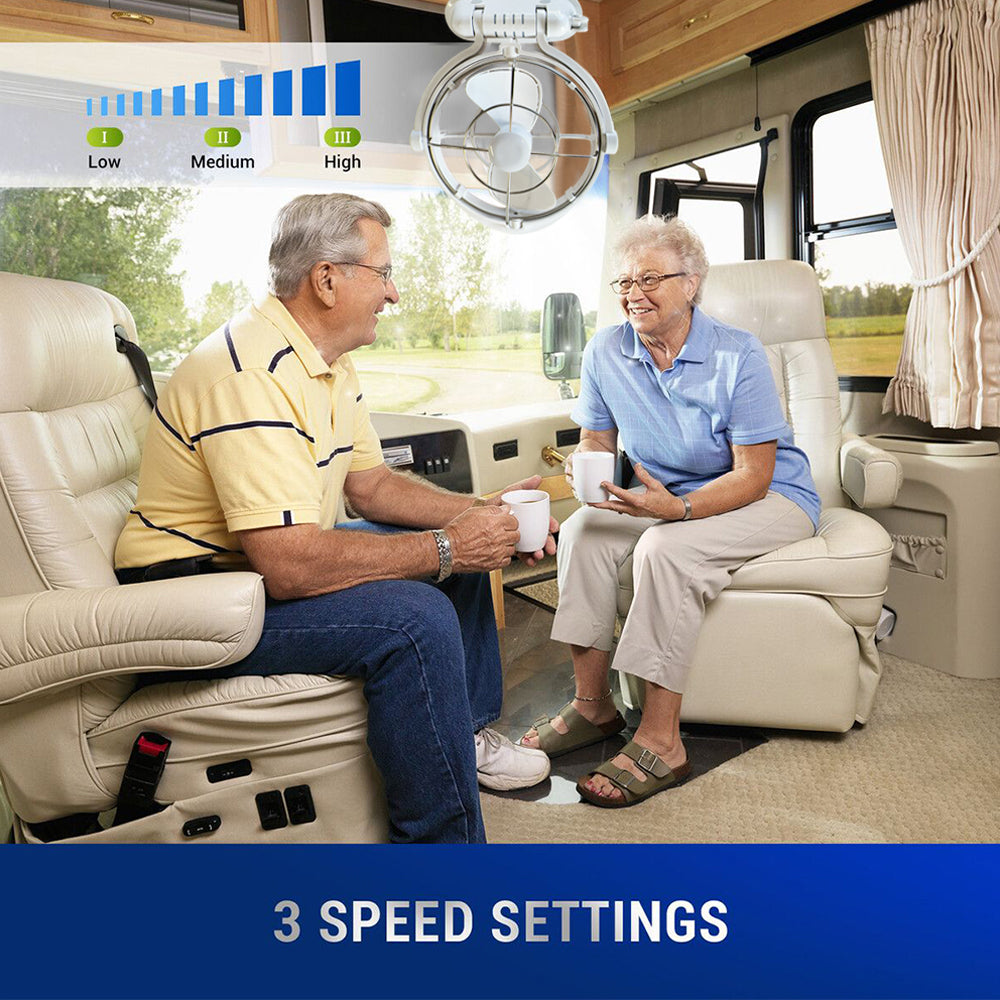 Caravan Camper Trailer 12V 24V Fan White With Remote and Timing