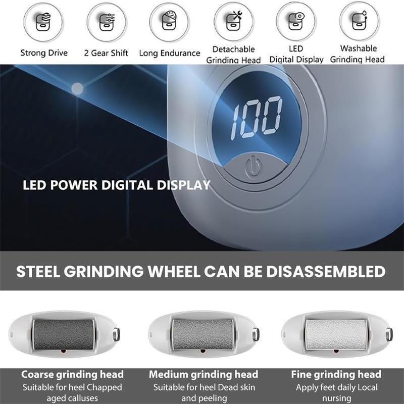 Professional Electric Foot Grinder File Callus Dead Skin Remover Pedicure Tool Free Tips