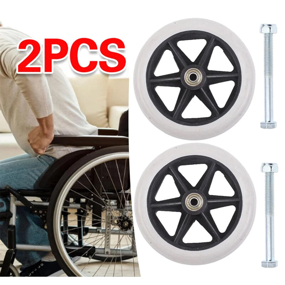 2x 7" Heavy Duty Wheelchair Replacement Front Wheel Smooth-Caster Solid Wheels