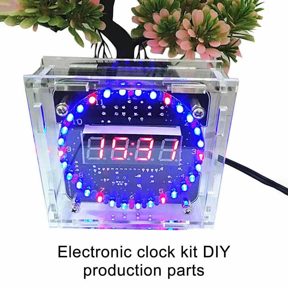 DIY Rotating Digital LED Electronic Digital Clock Temperature Display KIT + Case