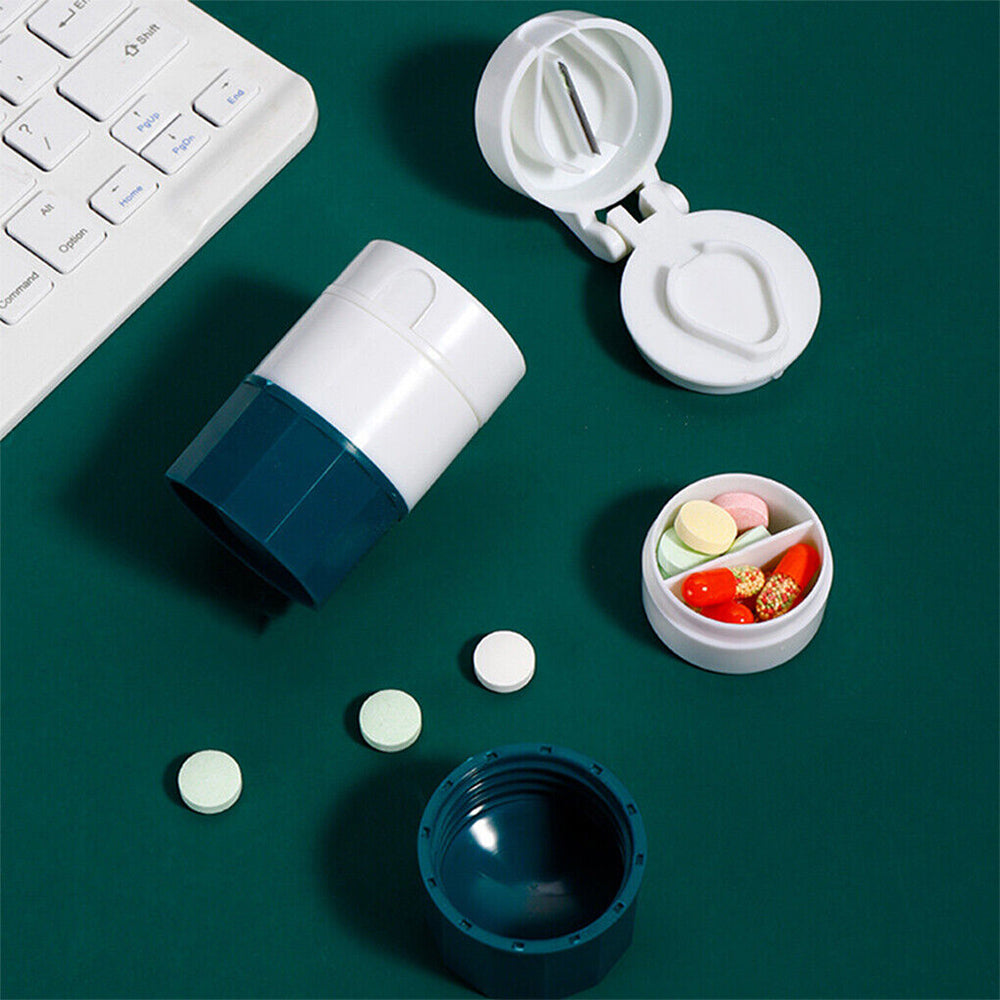 4 Layer Pill Medicine Crusher Grinder Splitter Tablet Divider Cutter Storage Box