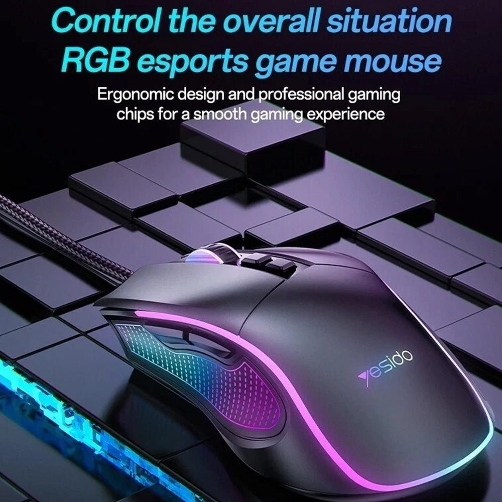 RGB Gaming Mouse Wired 7200 DPI - 6 Programmable Buttons Optical Sensor PC Laptop