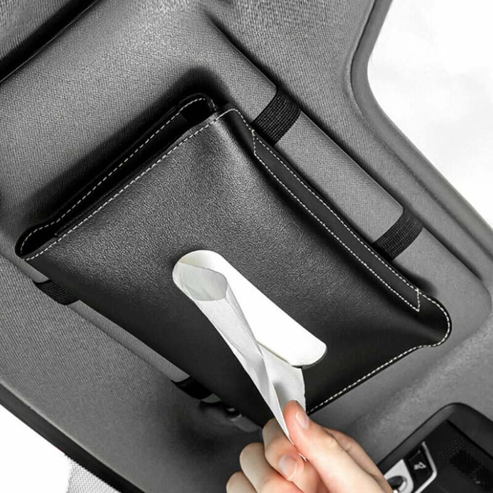 Car Interior Sun Visor Tissue Box Paper Towel Case Strap Napkin Holder