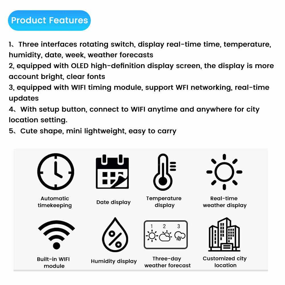 ESP8266 DIY Electronic Kit OLED Display Mini Clock + Shell DIY Soldering Project