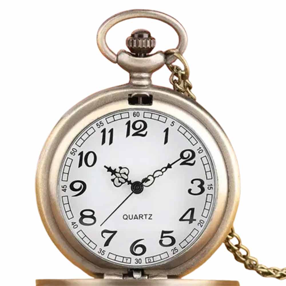 Dragon and phoenix Vintage Quartz Bronze Pocket Watch with Chain